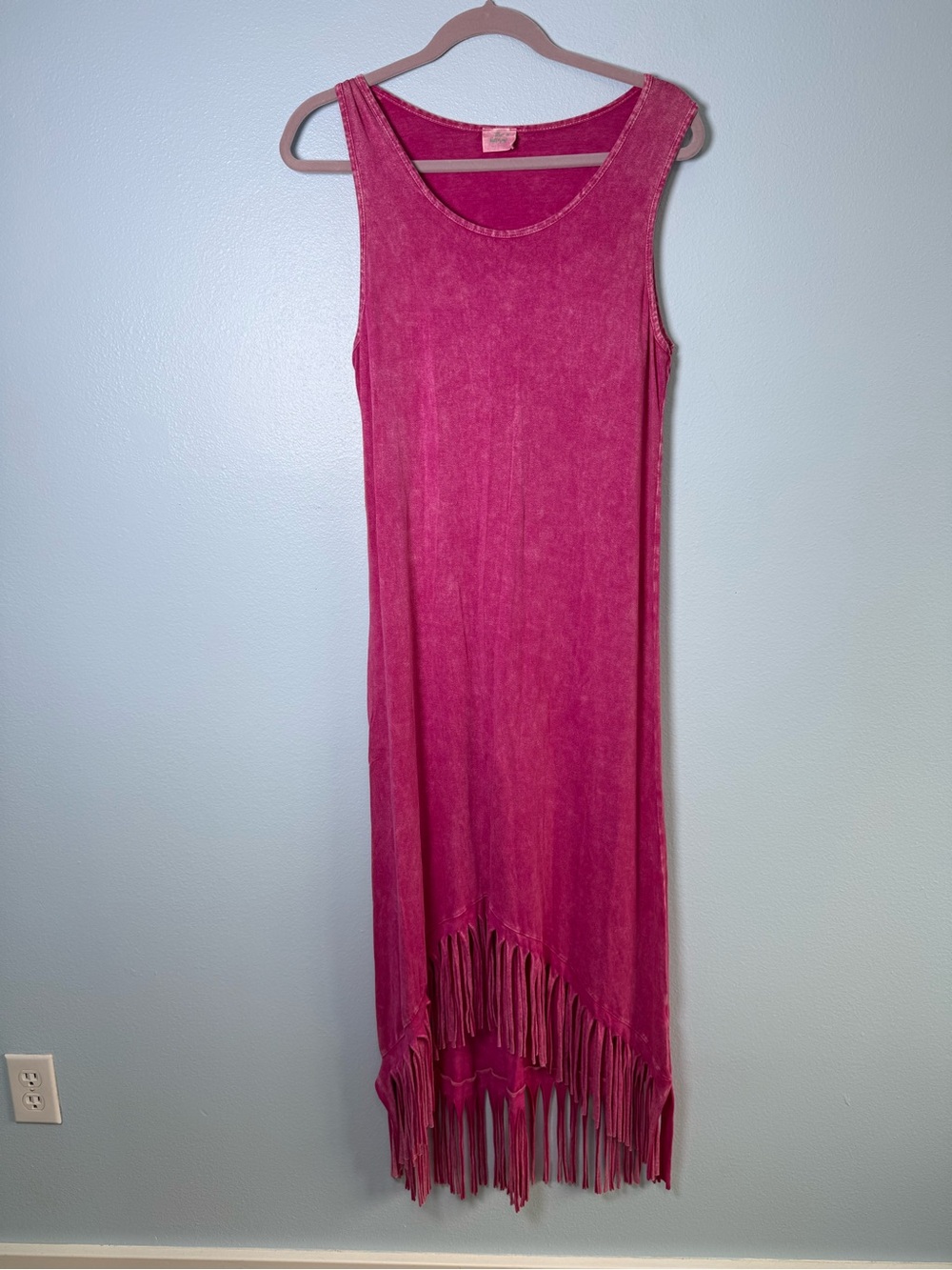 Boutique Western Stagecoach Sleeveless Fuchsia Fringe Maxi Dress